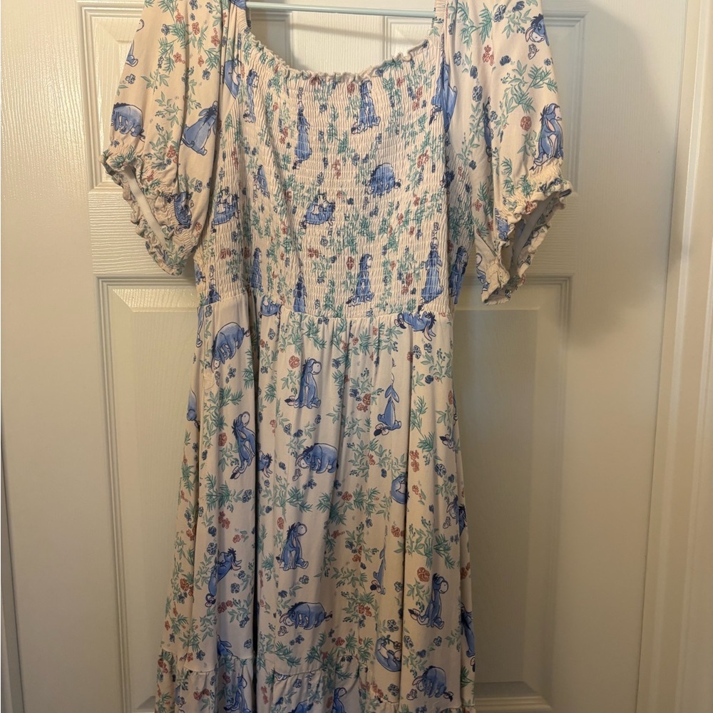 Disney White Midi Dress with Blue Floral Print - Picture 2 of 4